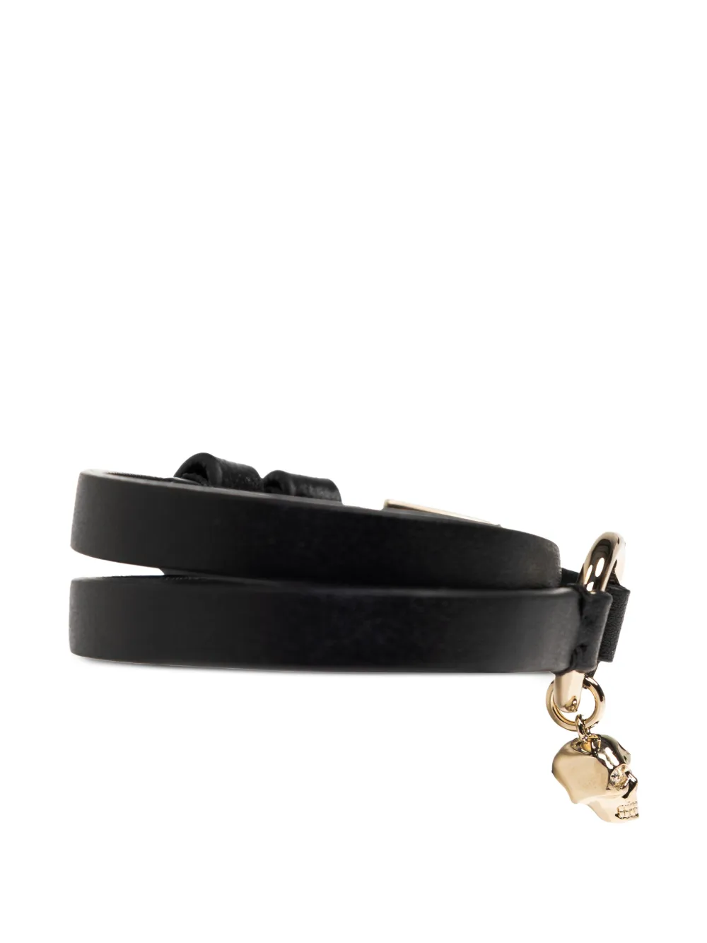  Alexander Mcqueen Skull-charm Leather Bracelet - Black 