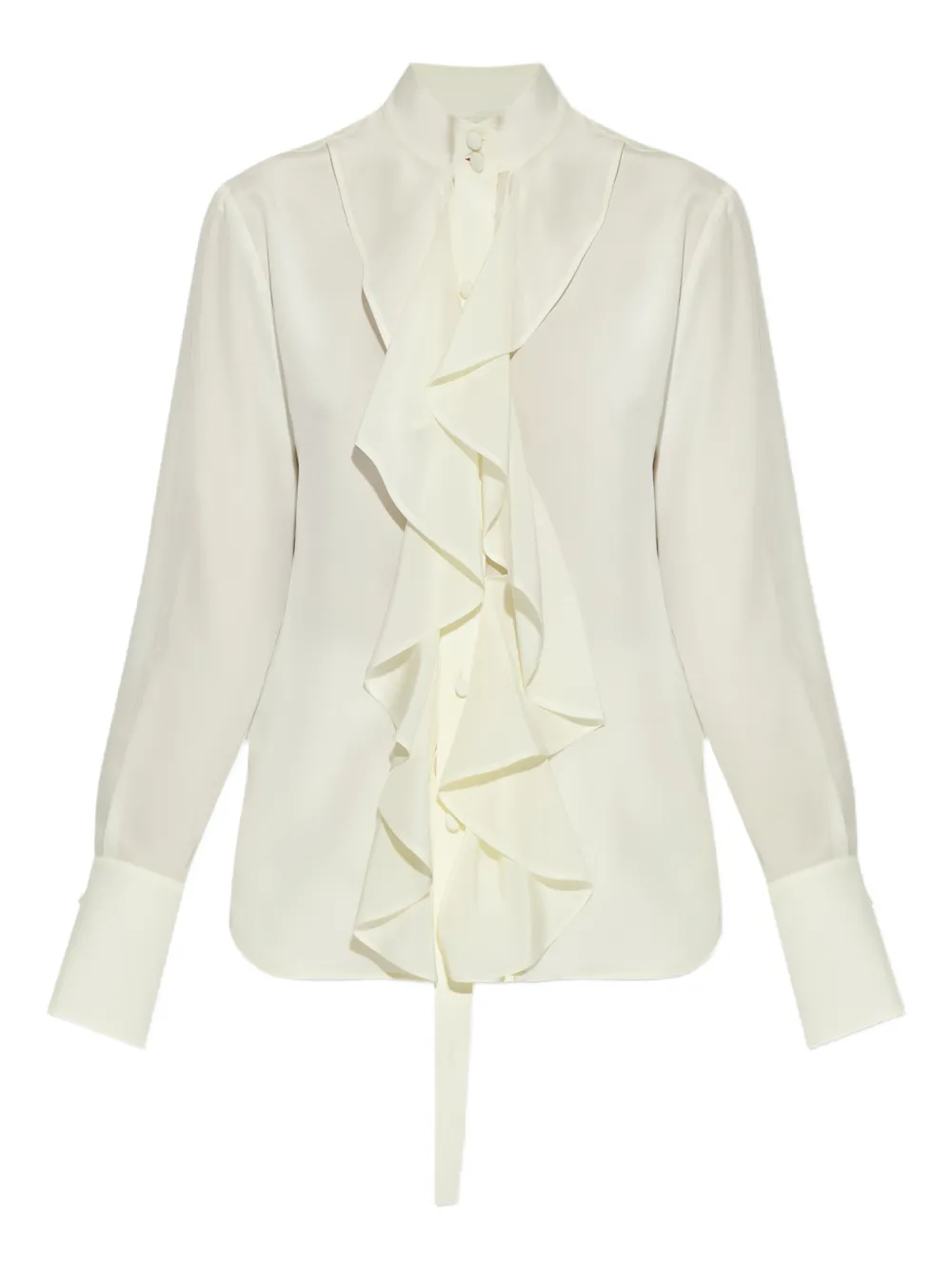 Alexander McQueen ruffled silk top - Neutrals