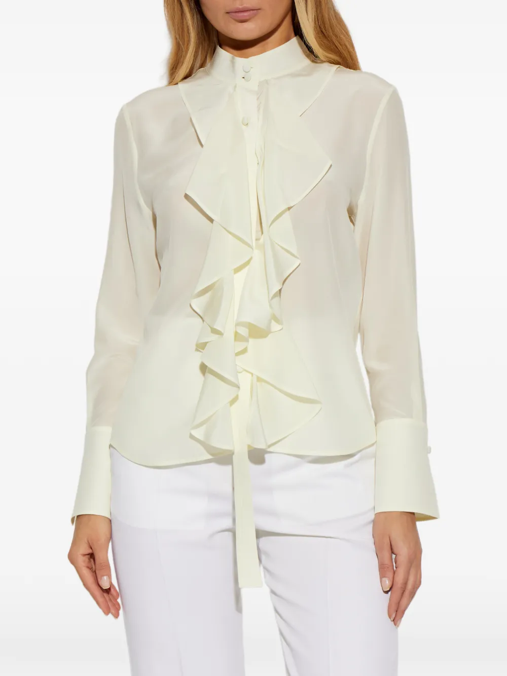  Alexander Mcqueen Ruffled Silk Top - Neutrals 
