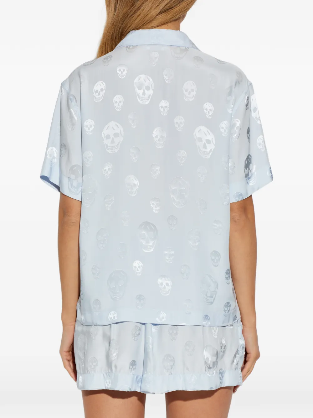 Alexander McQueen Blouse met doodskopprint en knoop Blauw