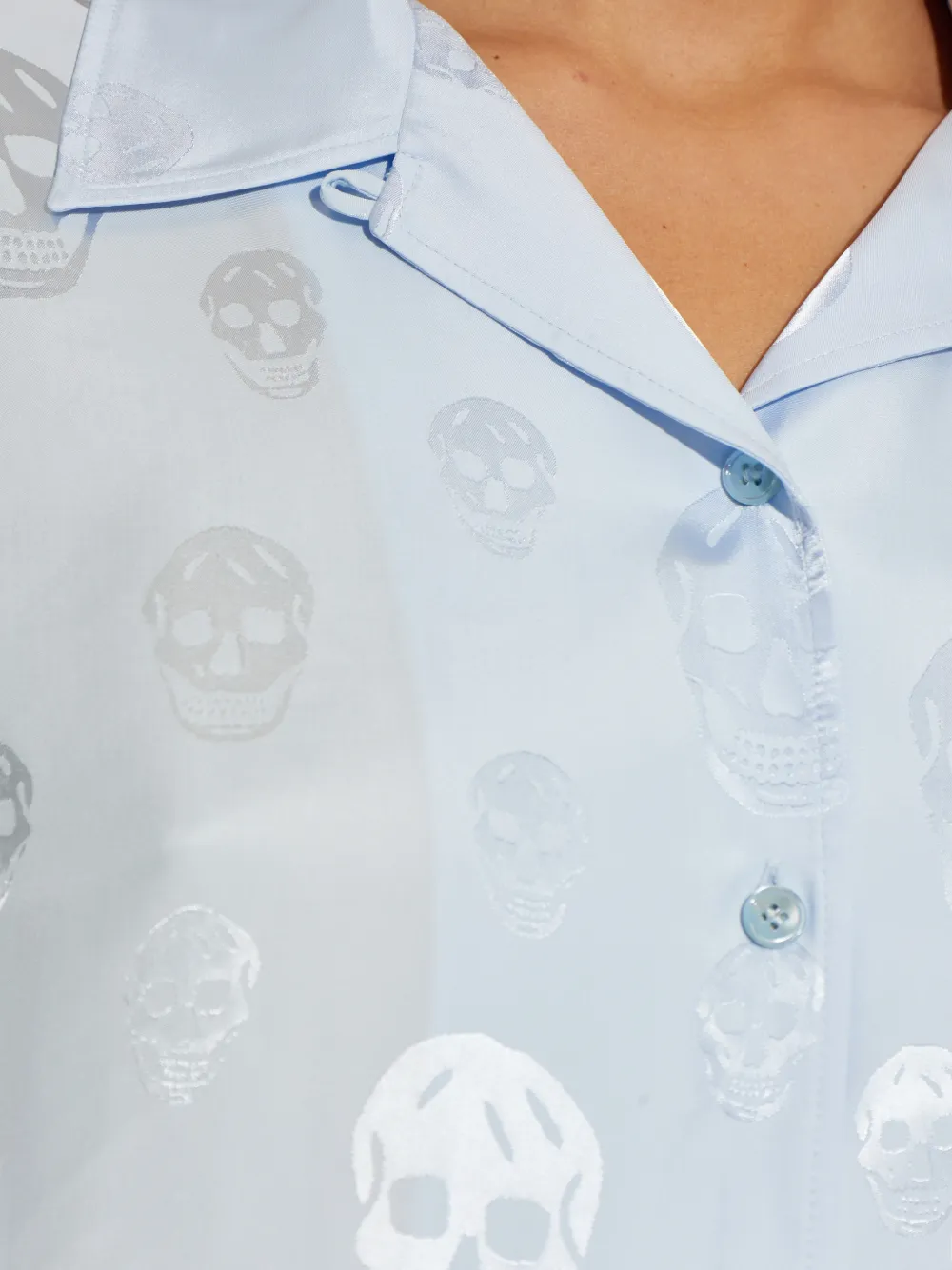 Alexander McQueen Blouse met doodskopprint en knoop Blauw