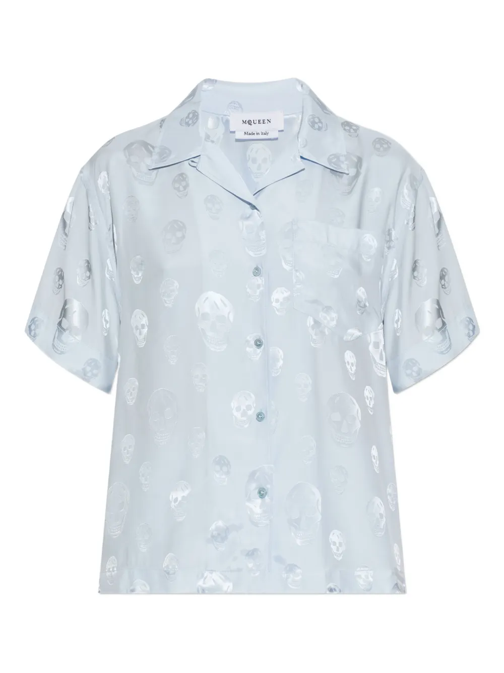 Alexander McQueen skull-print button shirt - Blu