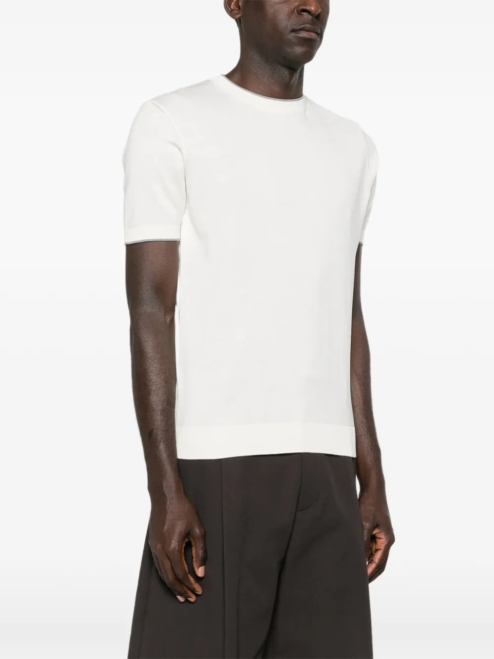  Corneliani Camiseta Con Ribete En Contraste - Neutro 