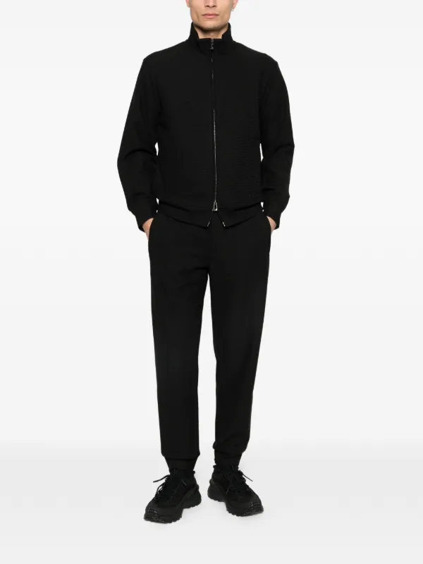 EMPORIO ARMANI ダブルジップニット　ブラック Emporio Armani Textured zip-up Sweatshirt | Black | FARFETCH JO