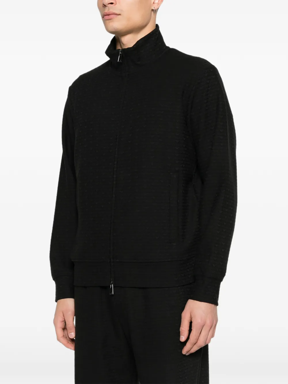 Emporio Armani Sweater met textuur en rits Zwart
