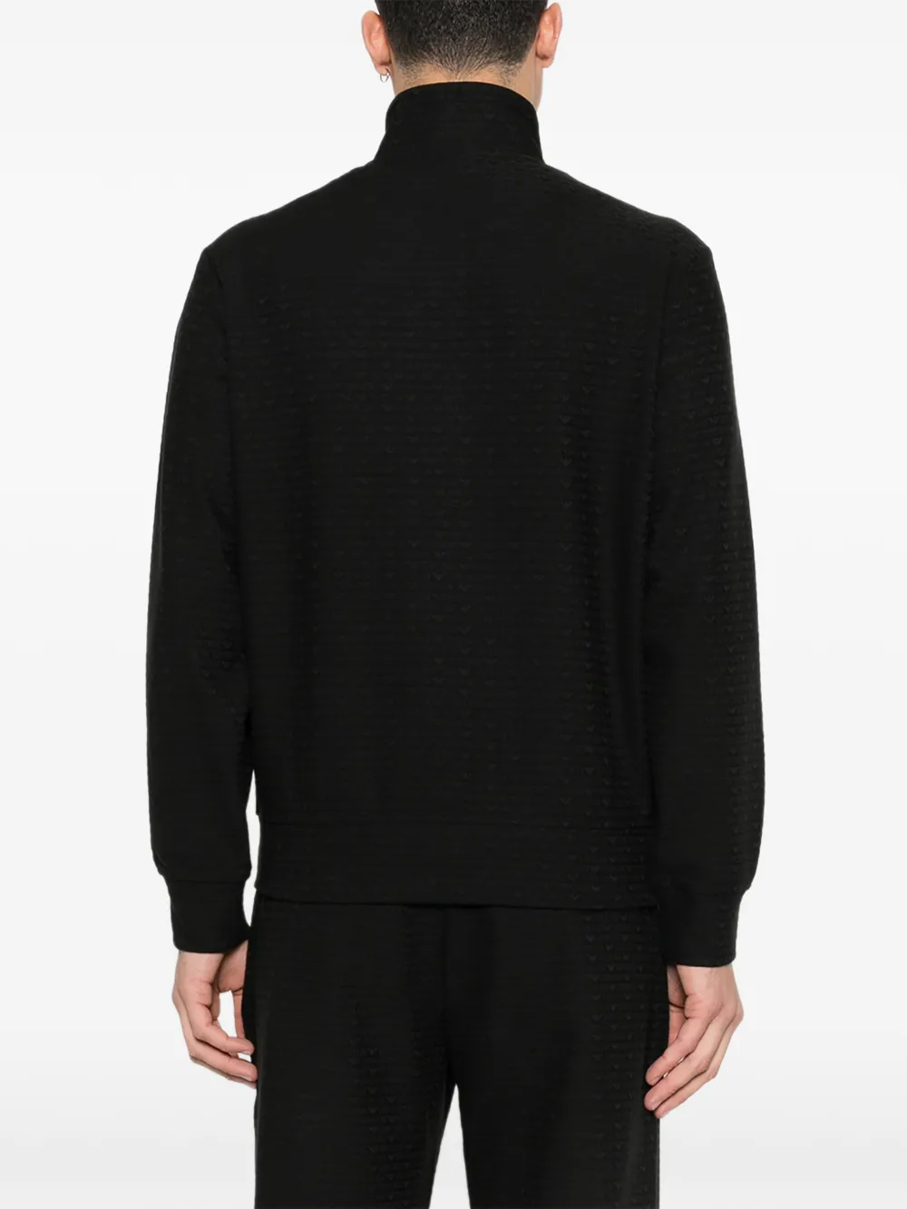 Emporio Armani Sweater met textuur en rits Zwart