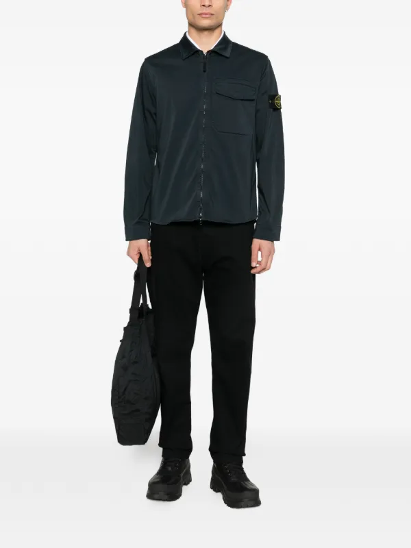Stone Island Zip Pocket Overshirt | Blue | FARFETCH JO