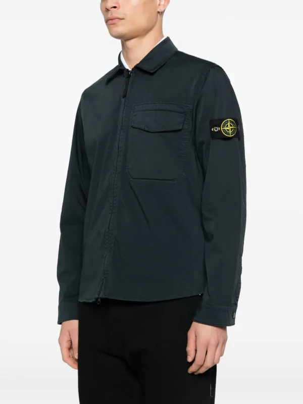 Stone Island Zip Pocket Overshirt | Blue | FARFETCH JO
