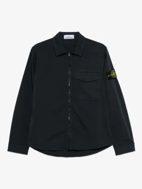 Stone Island 1200015 stretch organic cotton satin regular-fit overshirt with concealed zip