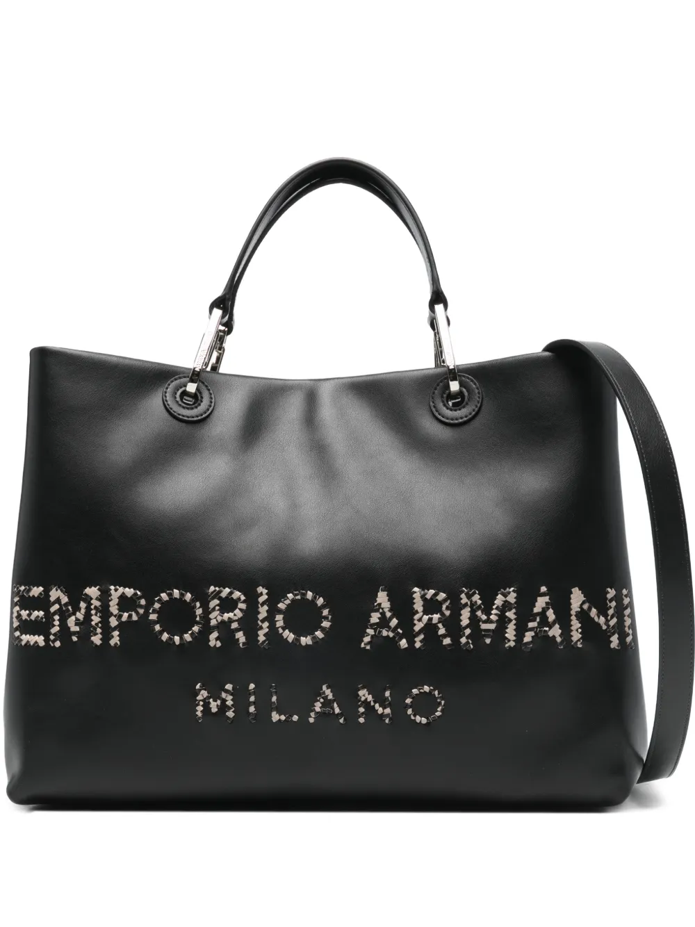 Emporio Armani logo-appliqué tote bag - Nero