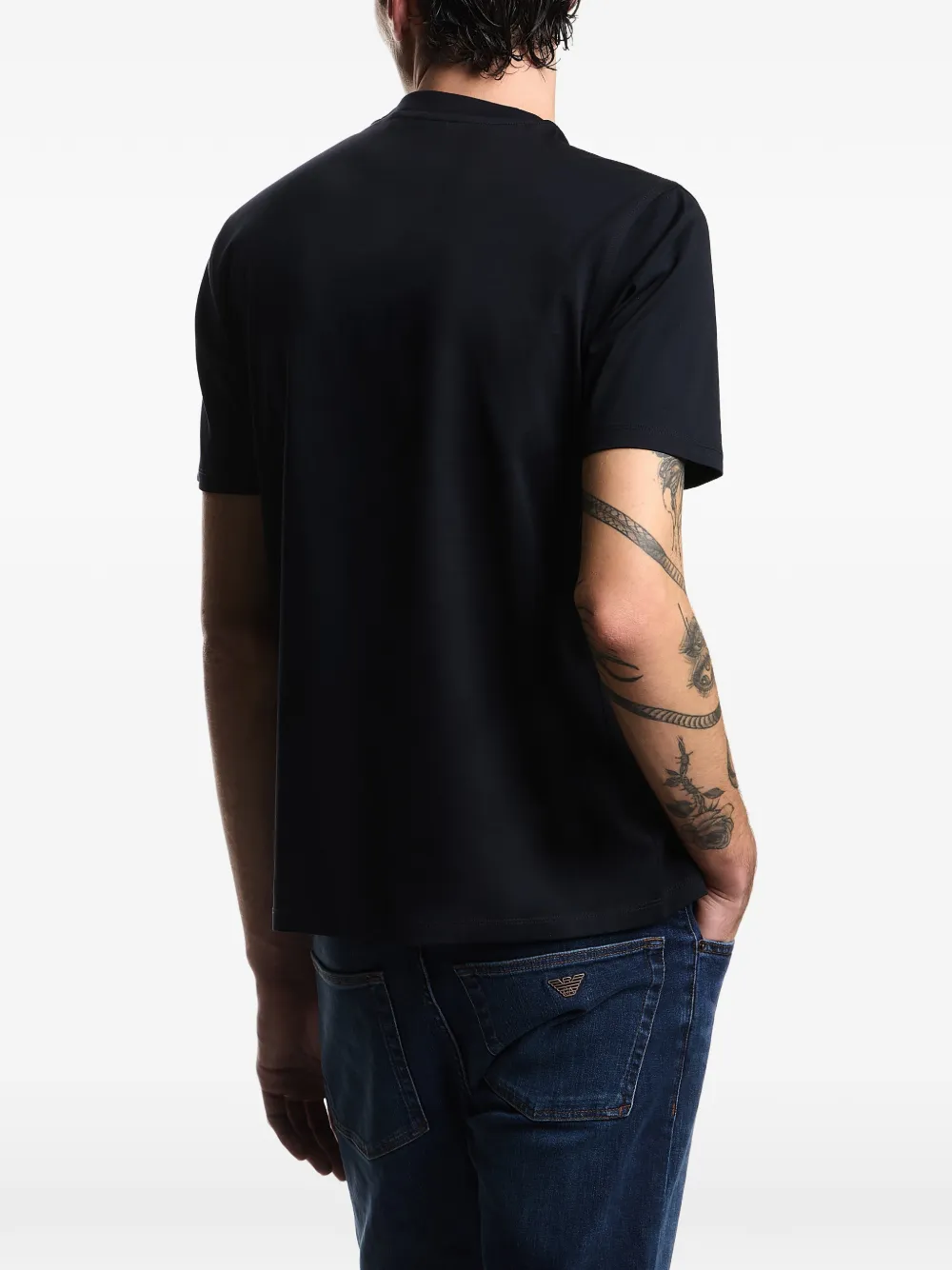 Emporio Armani T-shirt met ronde hals en reliëf Zwart