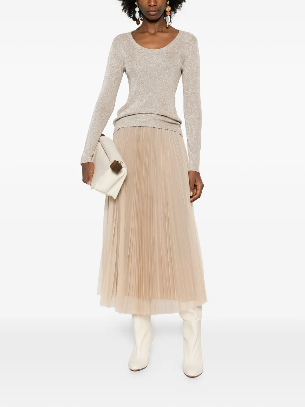 Fabiana Filippi Top met lange mouwen Beige