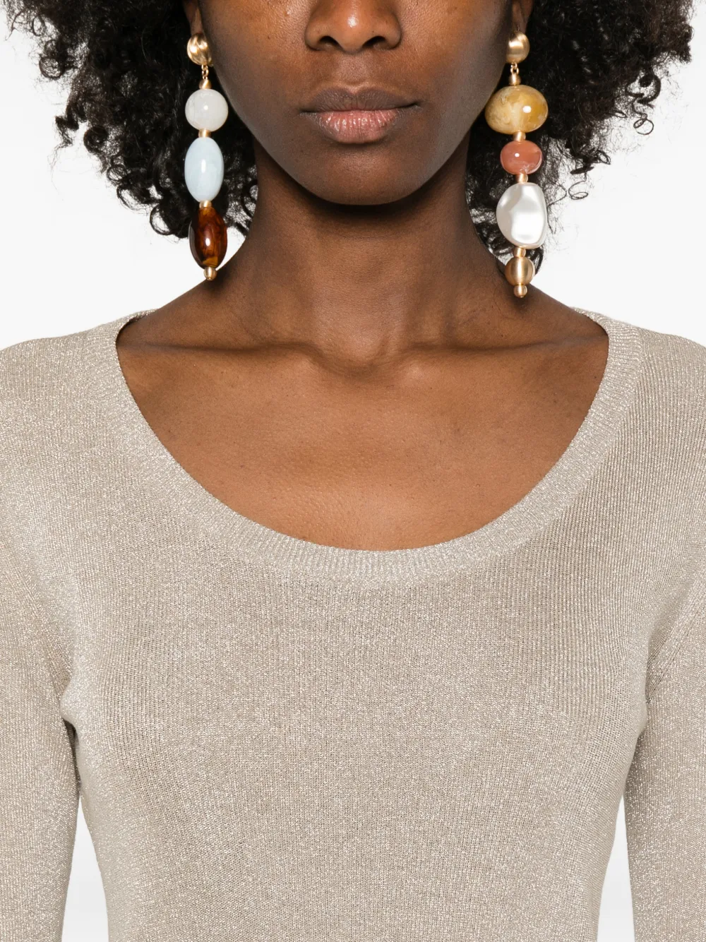 Fabiana Filippi Top met lange mouwen Beige