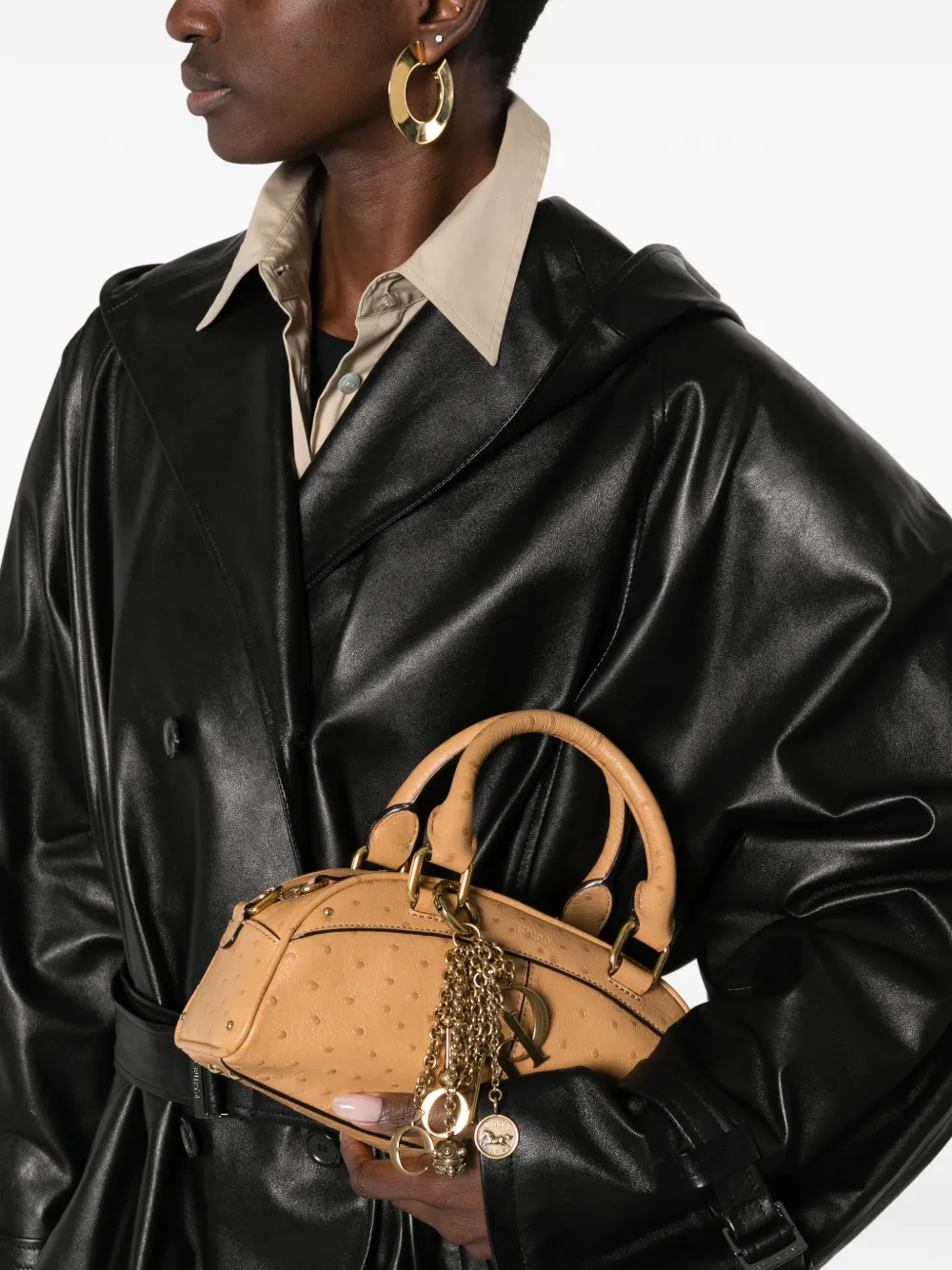 Chlo&eacute; mini Bowling charm tote bag - Beige