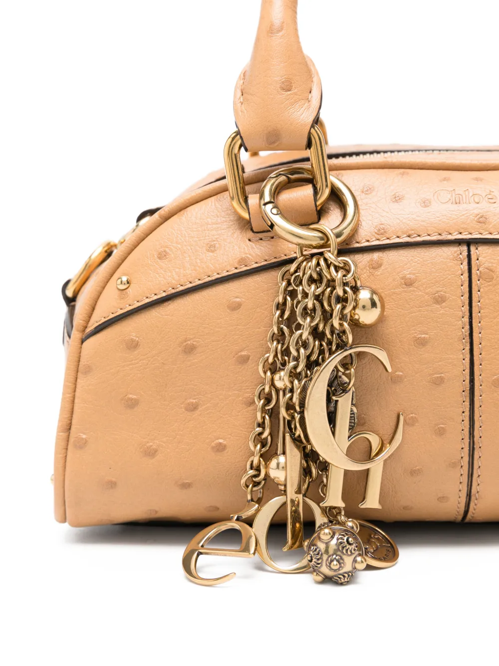 Chloé Bowling mini-shopper met bedel Beige