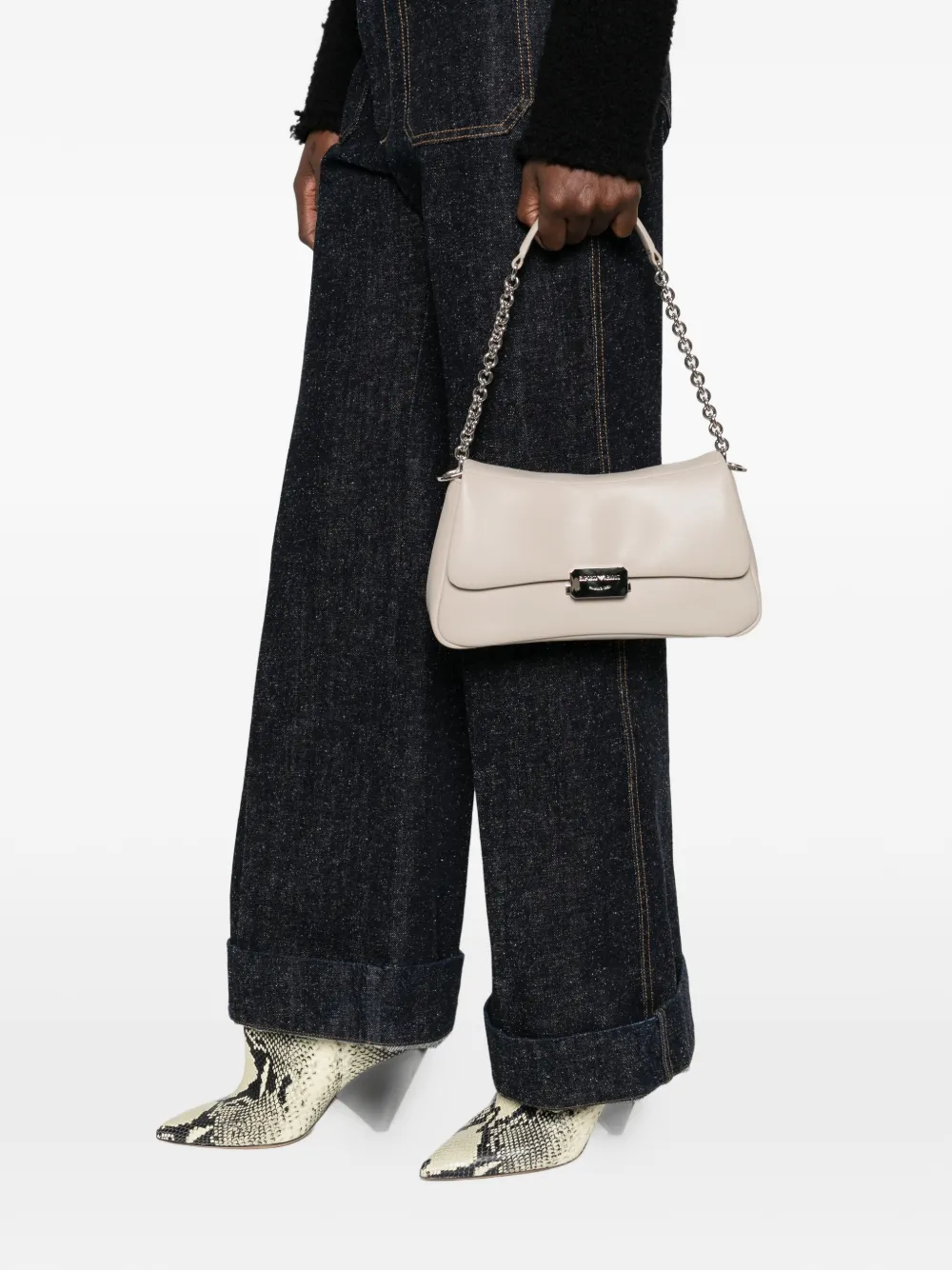 Emporio Armani logo-plaque shoulder bag - Beige