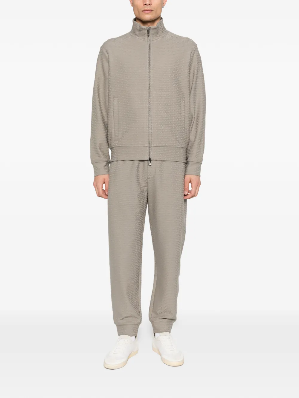 Emporio Armani zip textured sweatshirt - Grijs