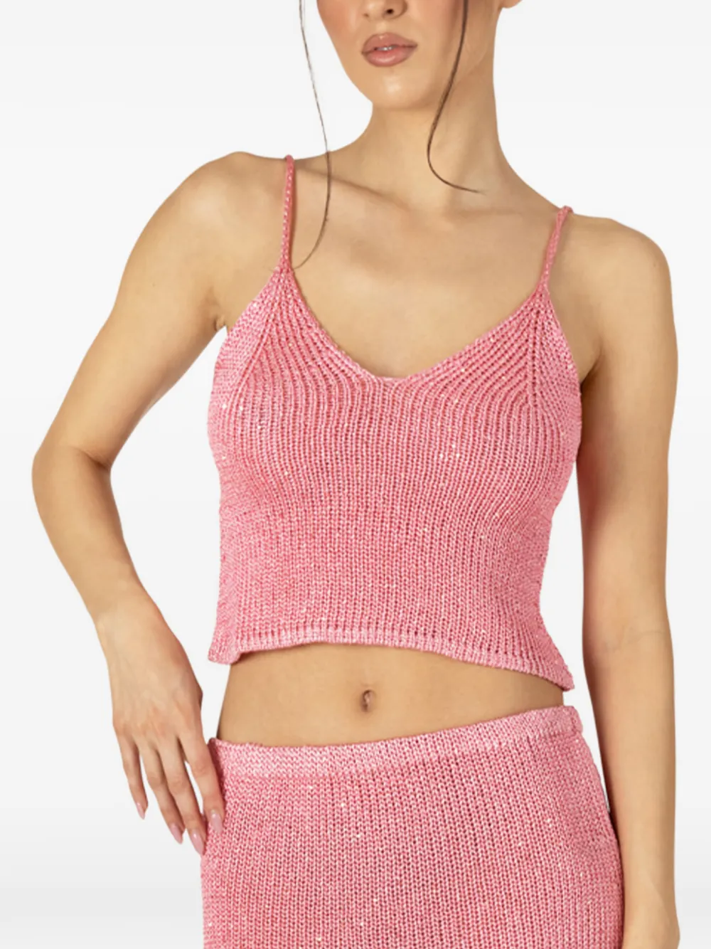 PARAMIDONNA Top Bruna con scollo a V - Rosa