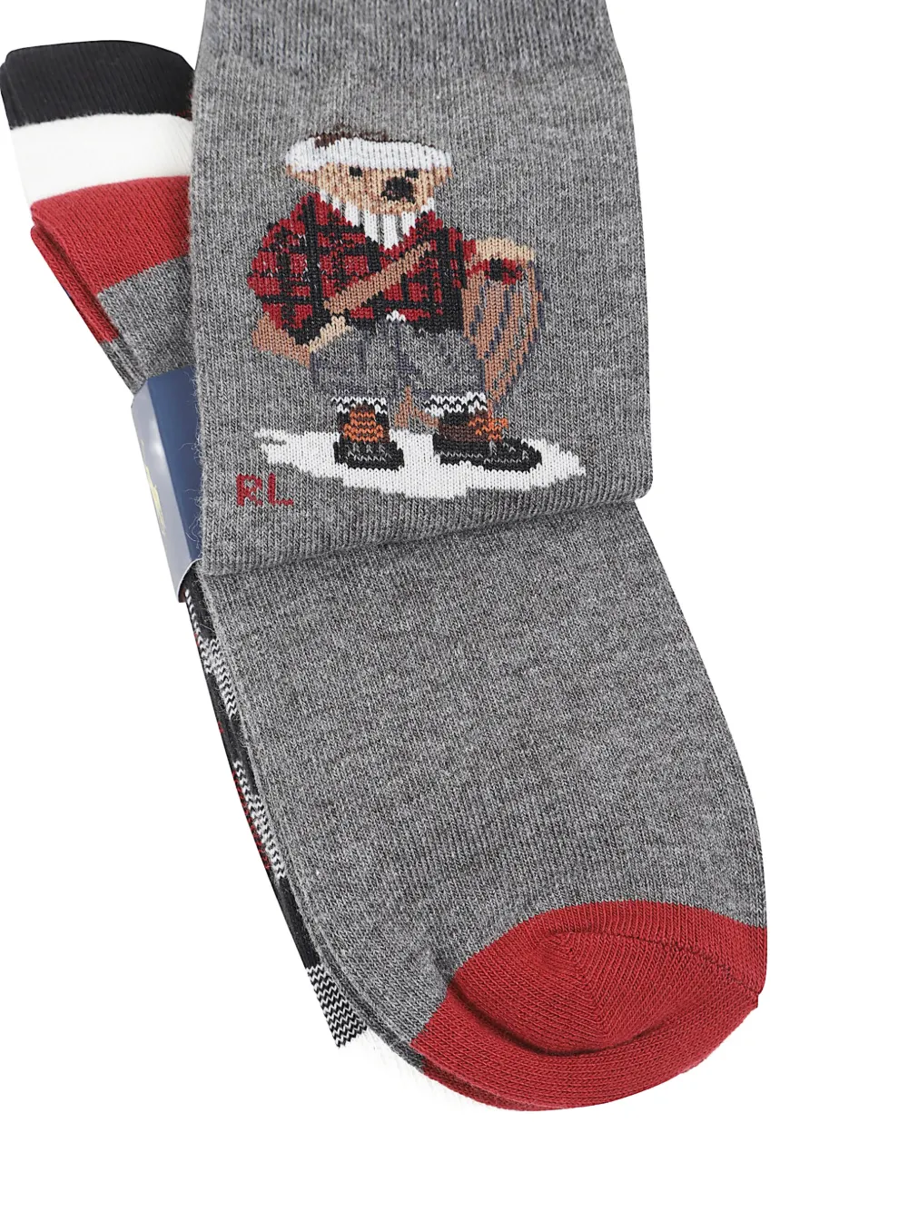 POLO RALPH LAUREN KIDS Drie paar Polo Bear sokken Grijs