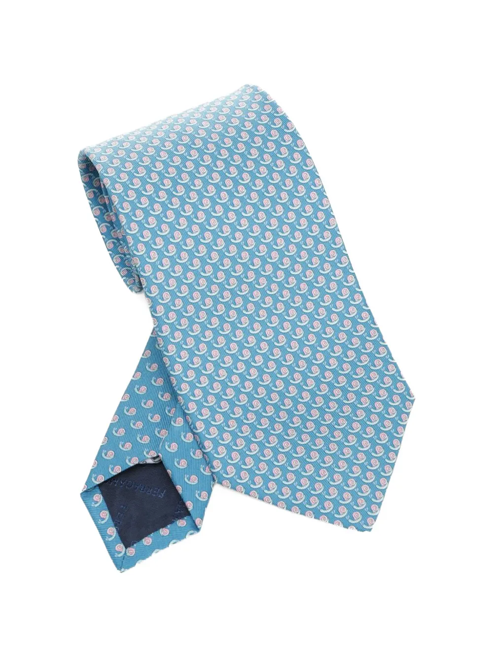Ferragamo snail-print tie - Blu