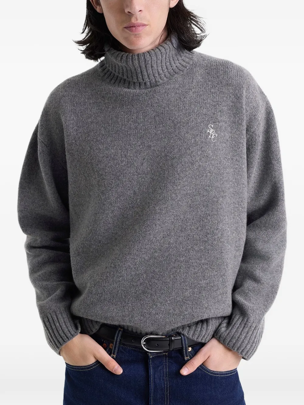  Sporty & Rich Roll-neck Sweater - Grey 
