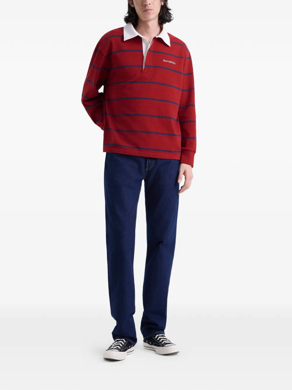 Sporty & Rich Gestreept poloshirt Rood