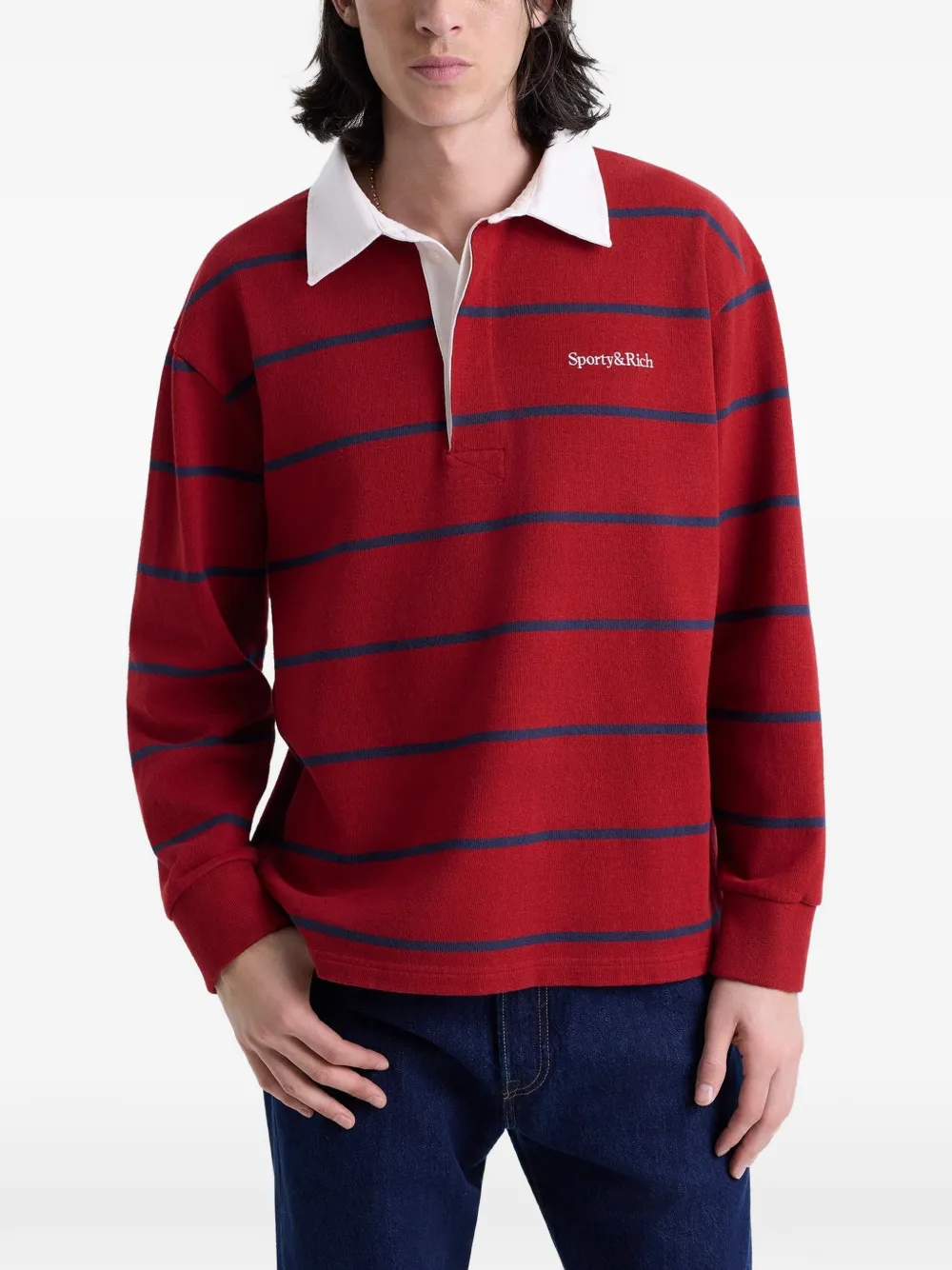 Sporty & Rich Gestreept poloshirt Rood