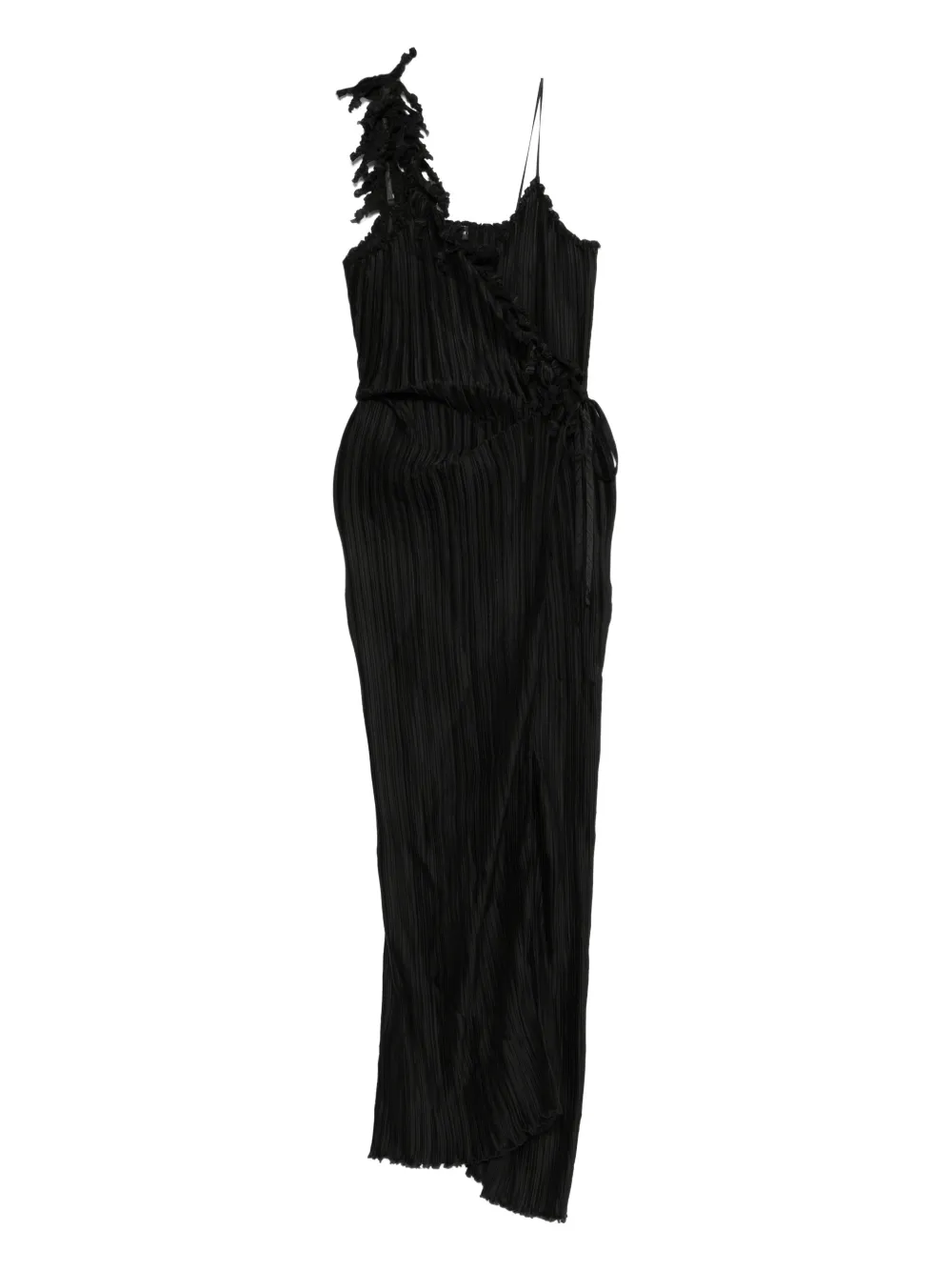 DAPHNE VALENTE Cyclon ruffle plissé maxi dress - Schwarz