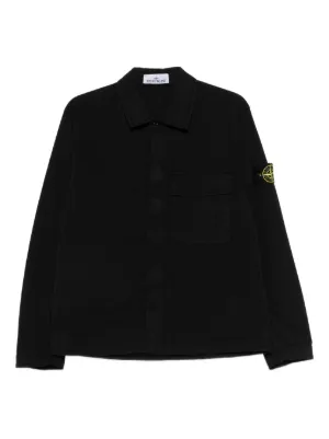 さわ  STONE  シャツジャケット Stone Island ジップアップ シャツジャケット | ブラック | FARFETCH JP