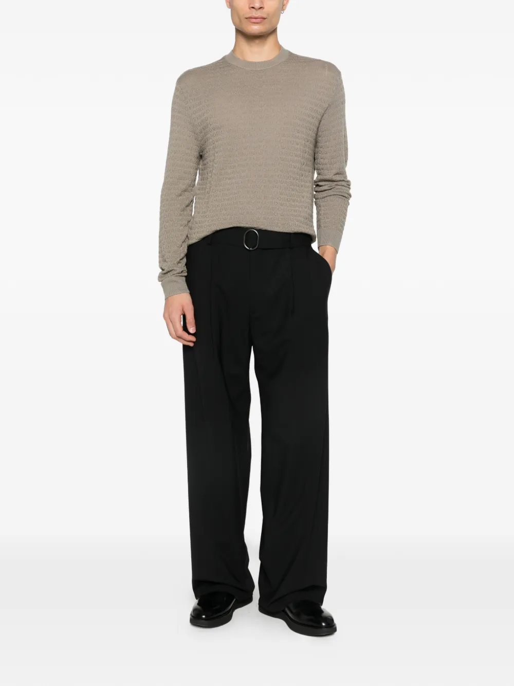 Emporio Armani textured crew-neck sweater - Bruin