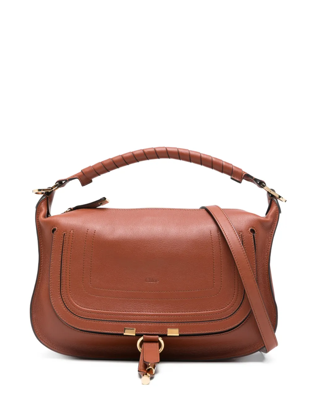 Chloé small Marcie leather crossbody bag - Marrone