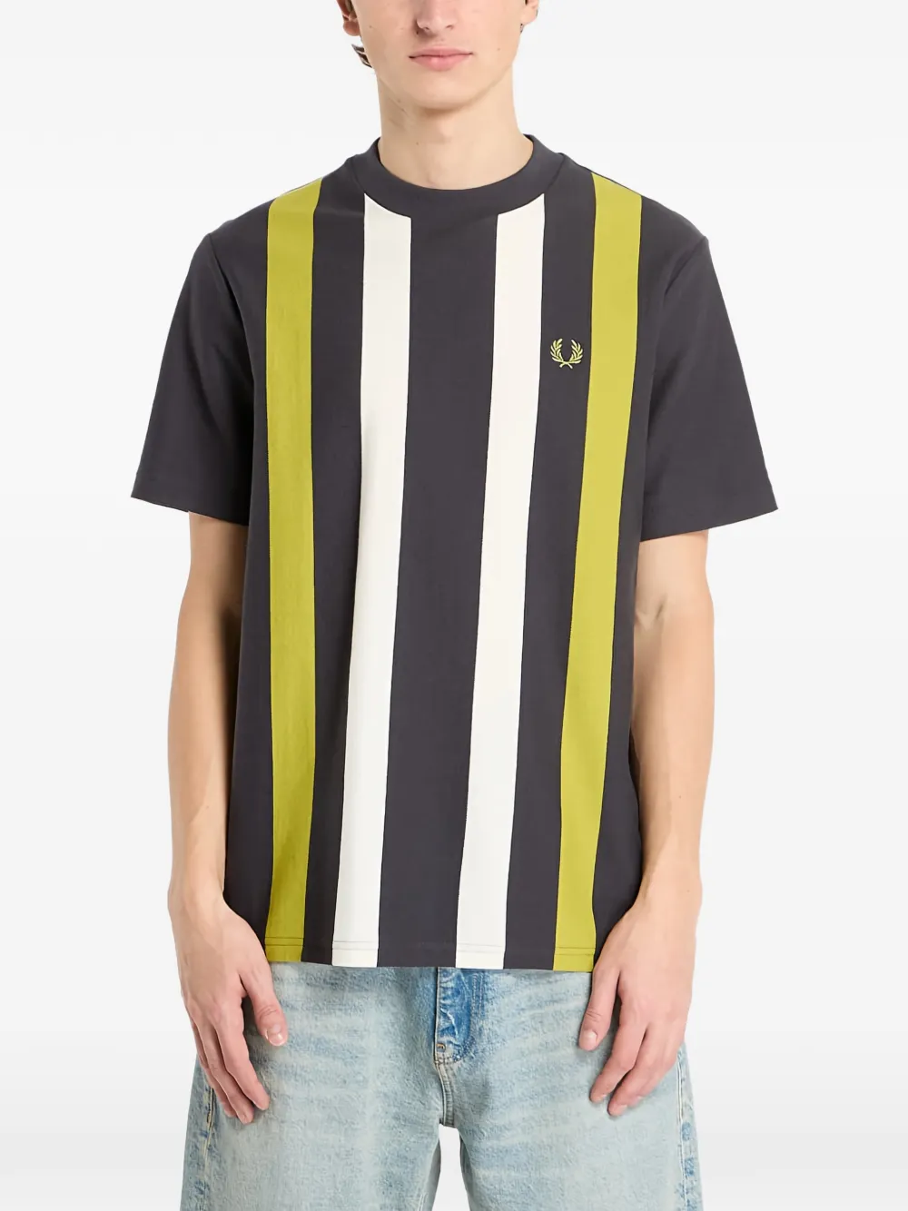 Fred Perry vertical-stripe T-shirt | Grey | Image 1