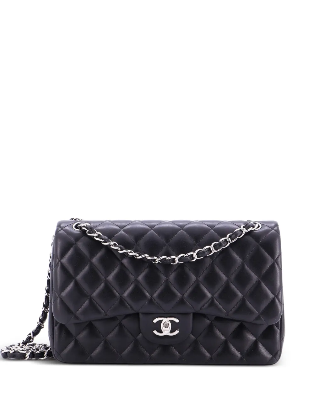 CHANEL Pre-Owned Classic Double Flap Bag Quilted Lambskin Jumbo shoulder bag - Nero
