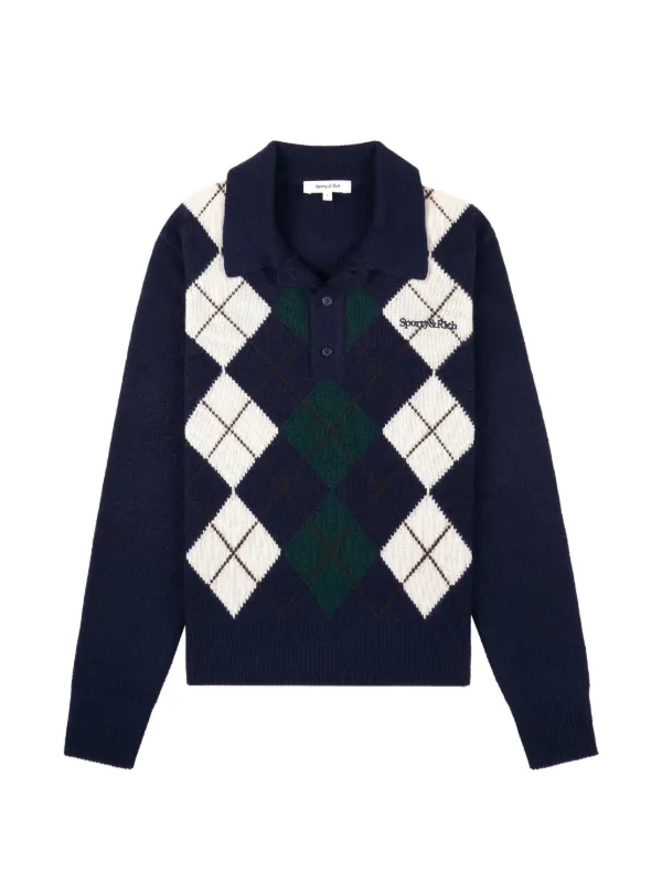 Sporty & Rich アーガイル ポロシャツ | ブルー | FARFETCH JP