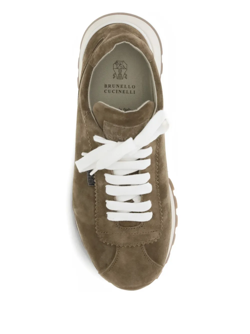 Brunello Cucinelli Sneakers met vlakken en veters Bruin