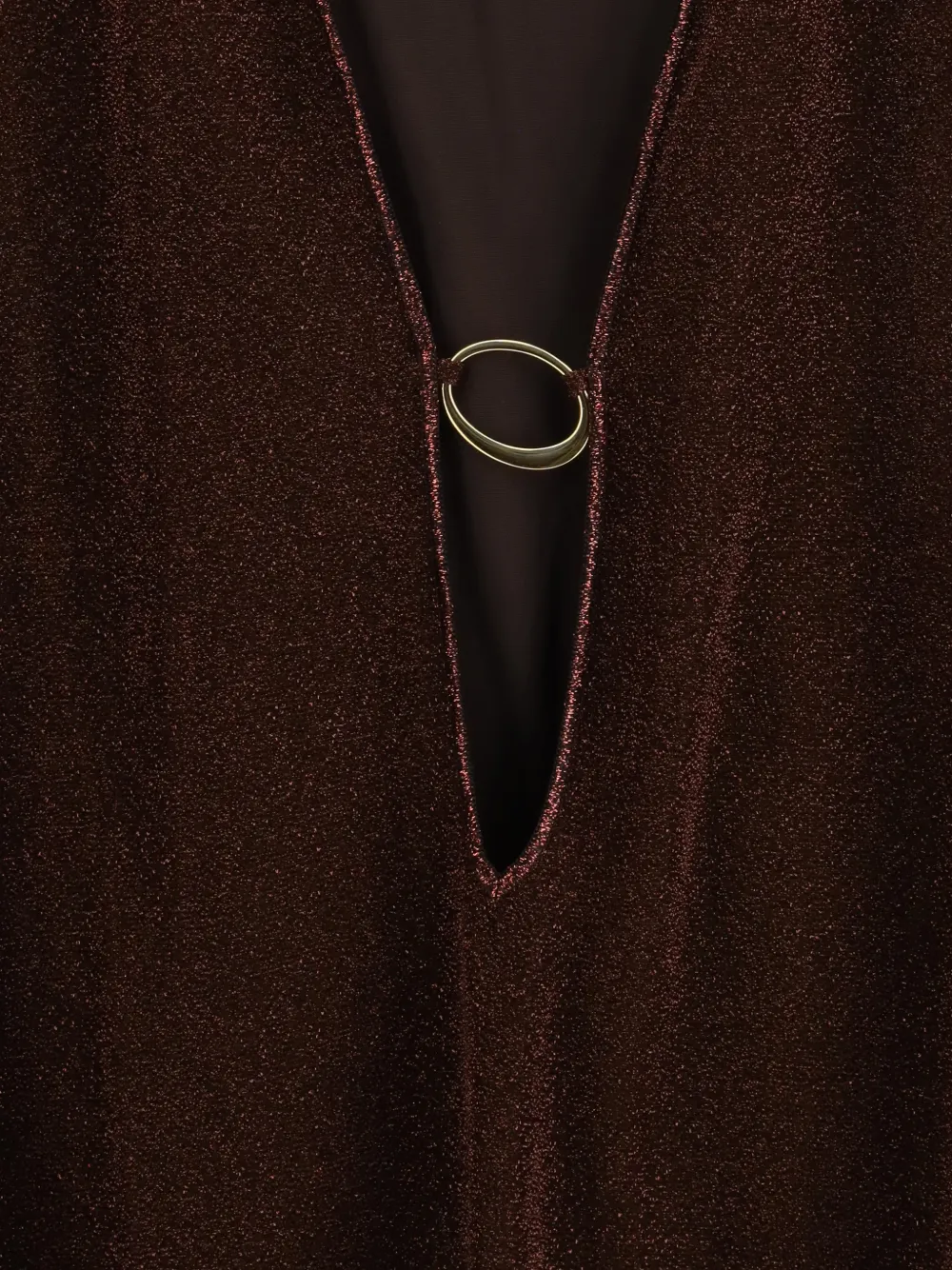 Ring-Detail V-Neck Mini Dress