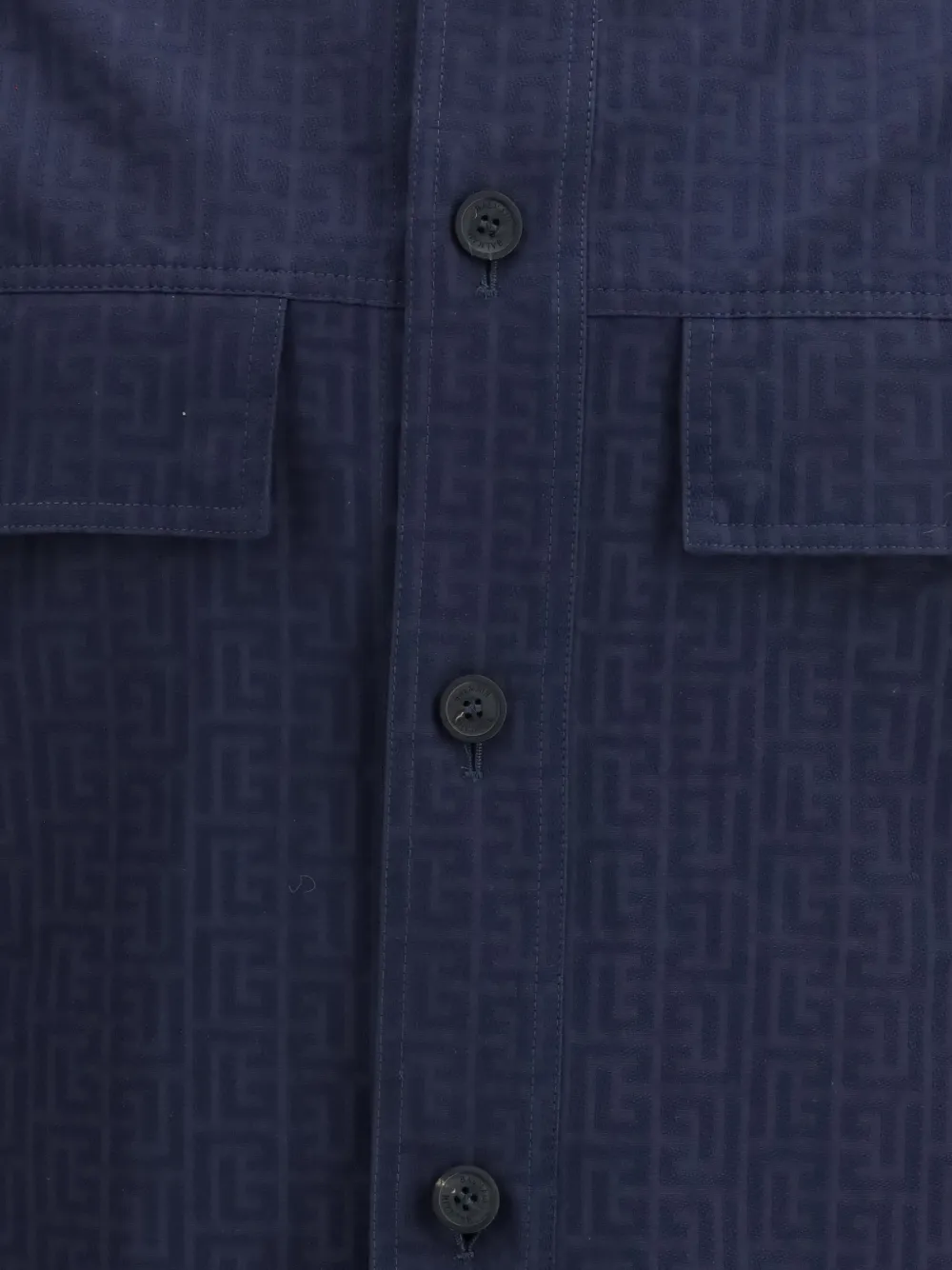  Balmain Monogram Pocket Overshirt - Blue 