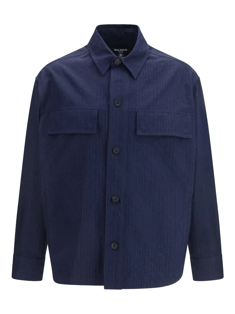 Balmain monogram pocket overshirt - Blu