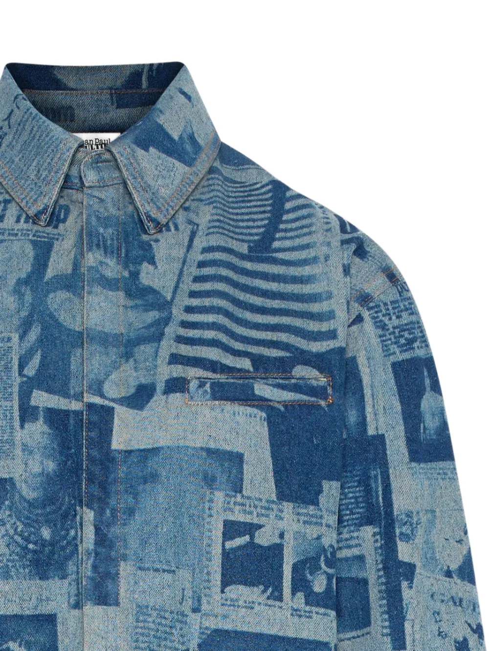 Jean Paul Gaultier Denim blouse met krantenprint Blauw