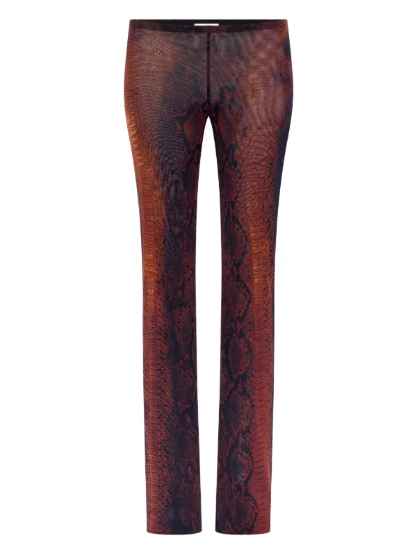 Jean Paul Gaultier Mesh Printed Python Trousers in Brown