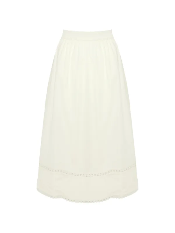 Yves Salomon Poplin Midi Skirt in Neutrals