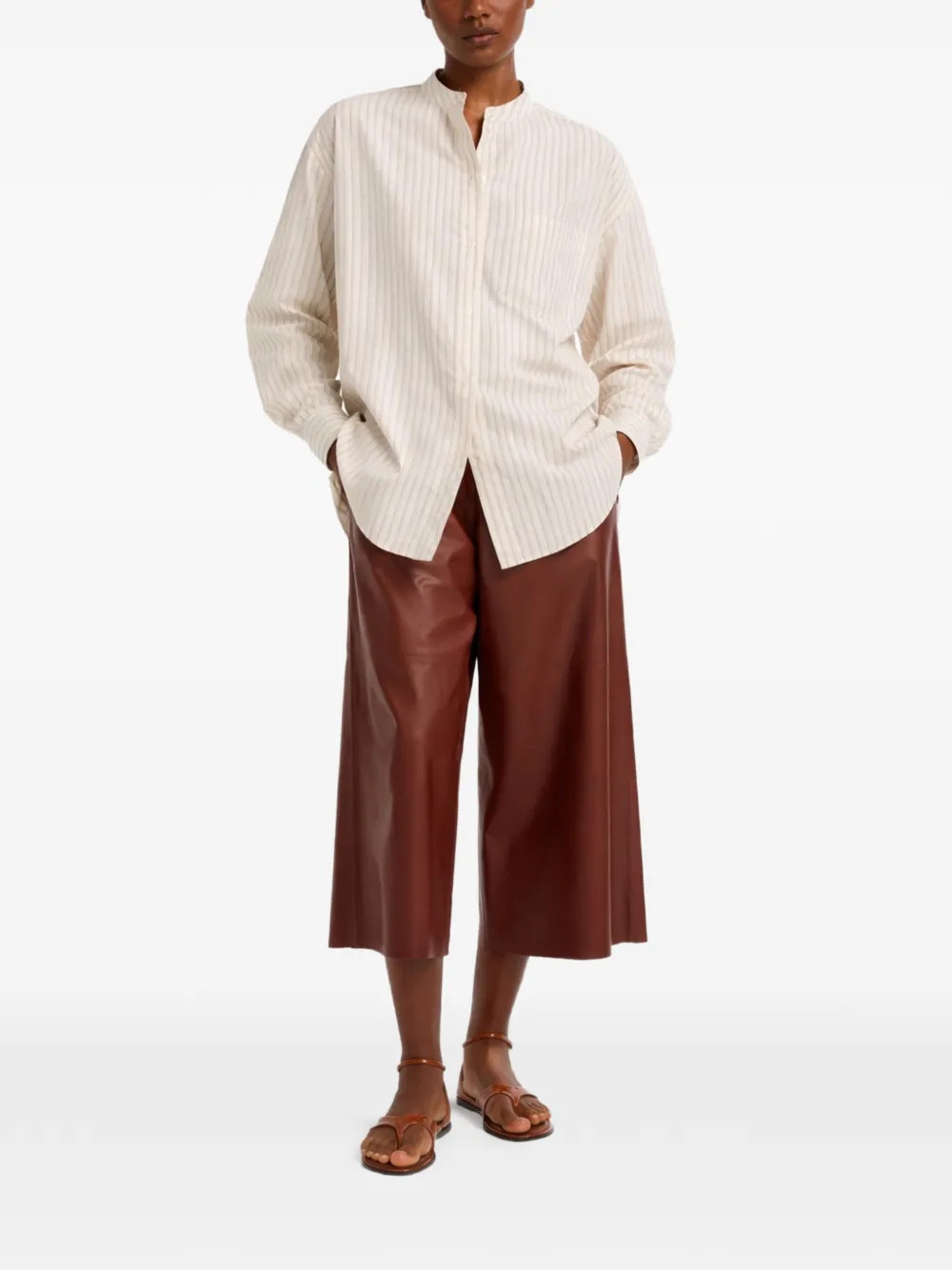 Yves Salomon Gestreept blouse Beige