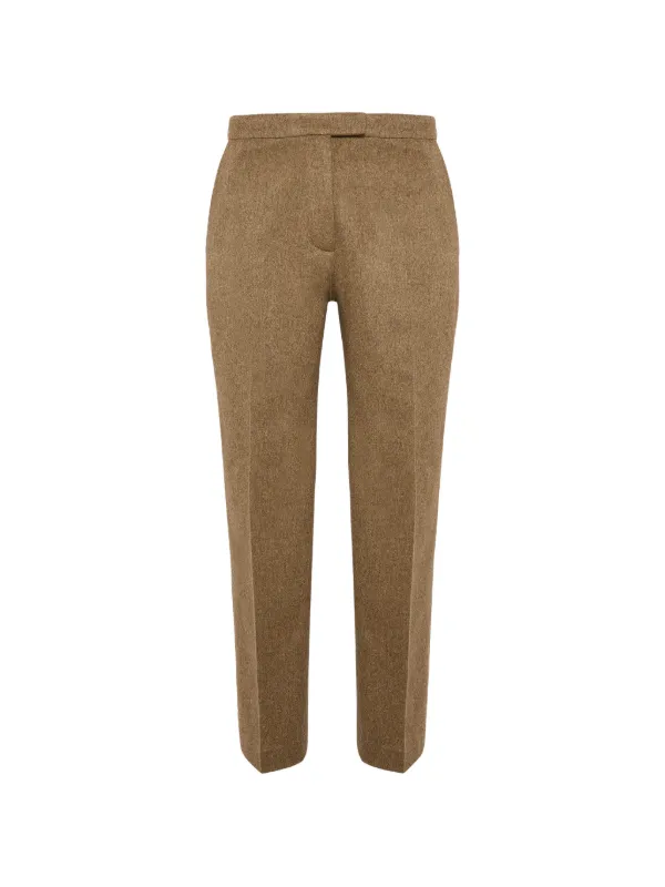 Yves Salomon Tailored Cashmere Trousers in Brown