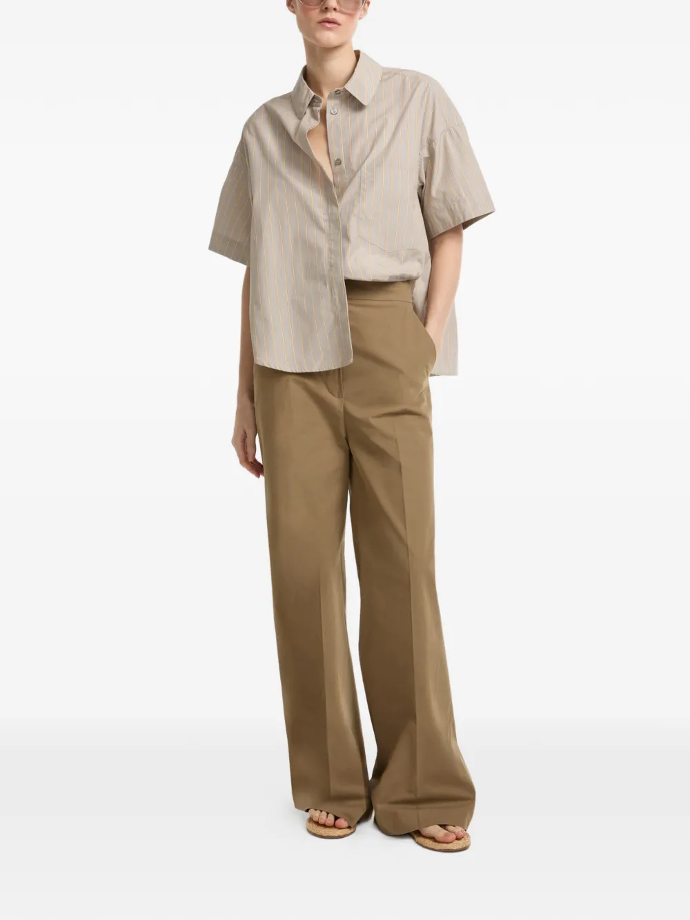 Yves Salomon Katoenen broek met wijde pijpen Beige