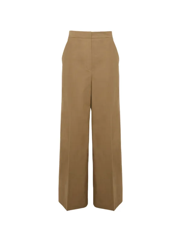 Yves Salomon Wide-leg Cotton Trousers in Neutrals
