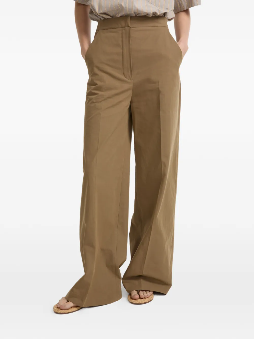 Yves Salomon Katoenen broek met wijde pijpen Beige