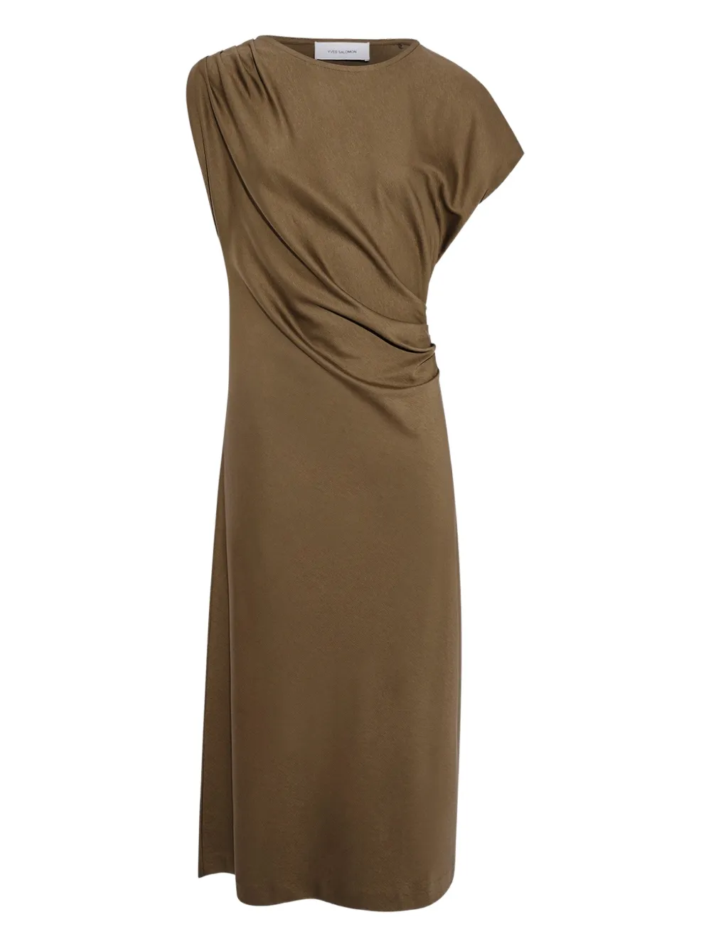 Yves Salomon asymmetrical midi dress - Green