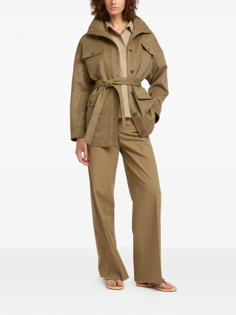 Yves Salomon Kasjmier jack met ceintuur Beige