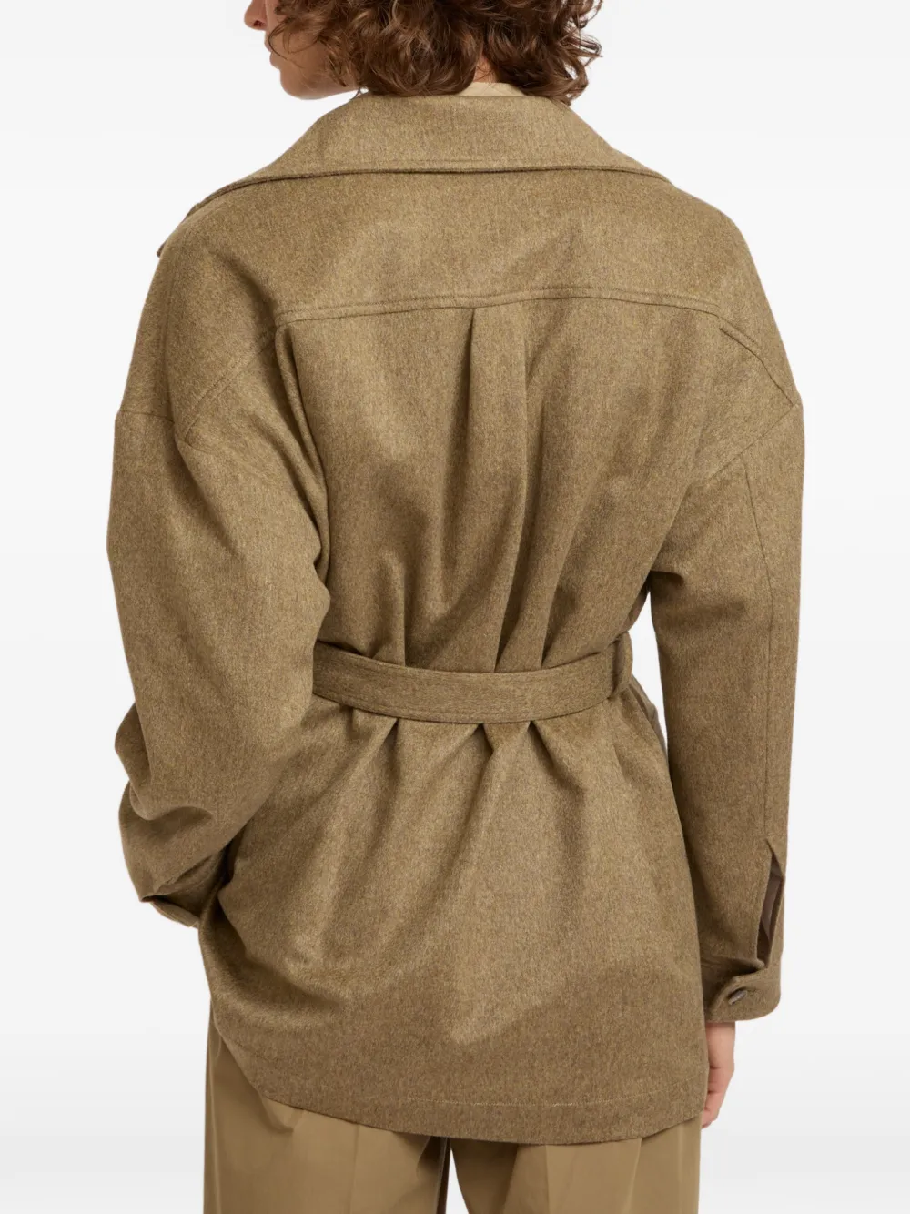 Yves Salomon Kasjmier jack met ceintuur Beige