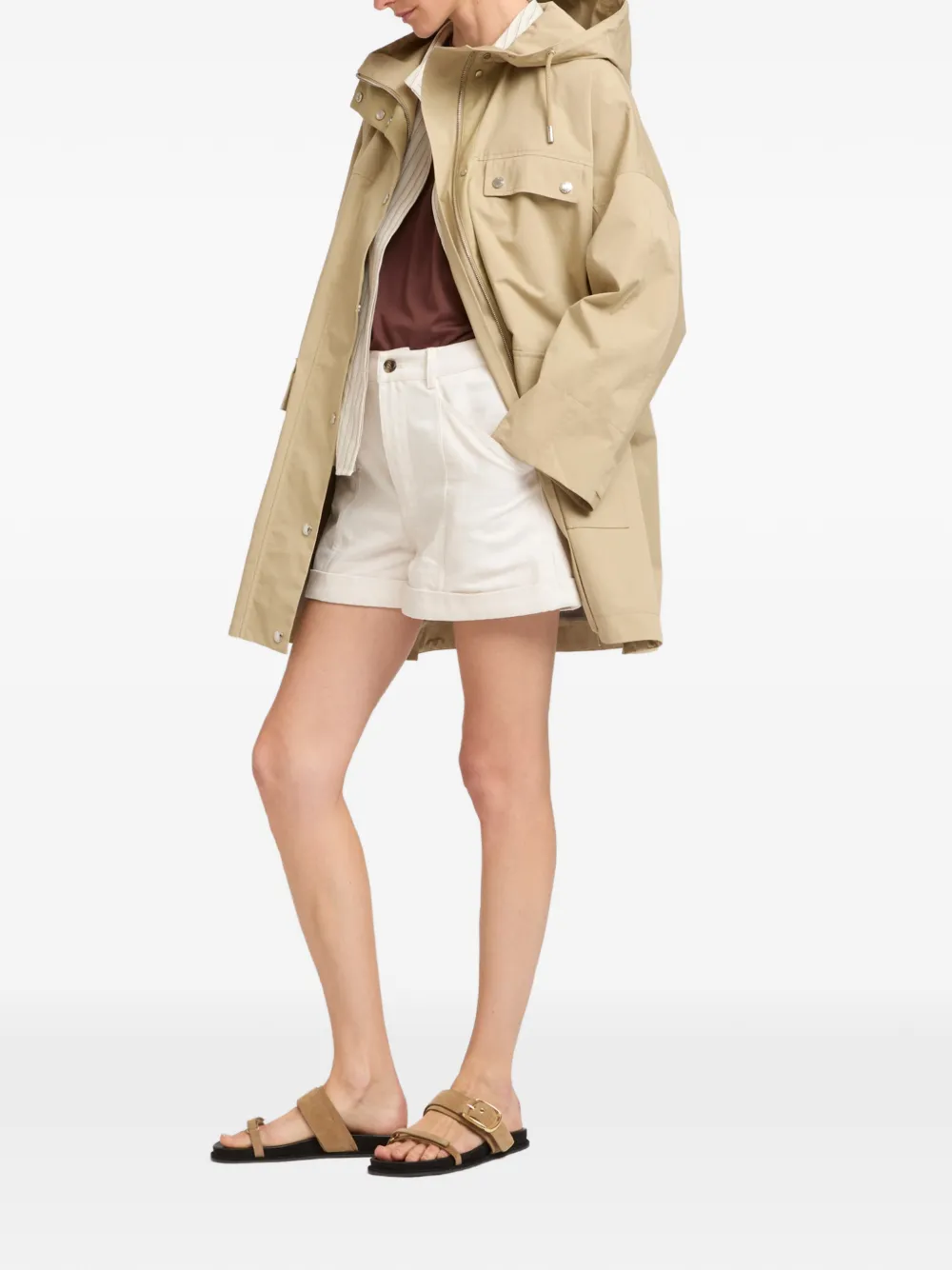  Yves Salomon Hooded Buttoned Parka - Neutrals 